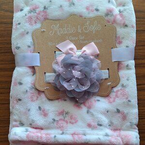 Maddie & Sofie 3 Piece Set ( Blanket & Novelty Headbands)